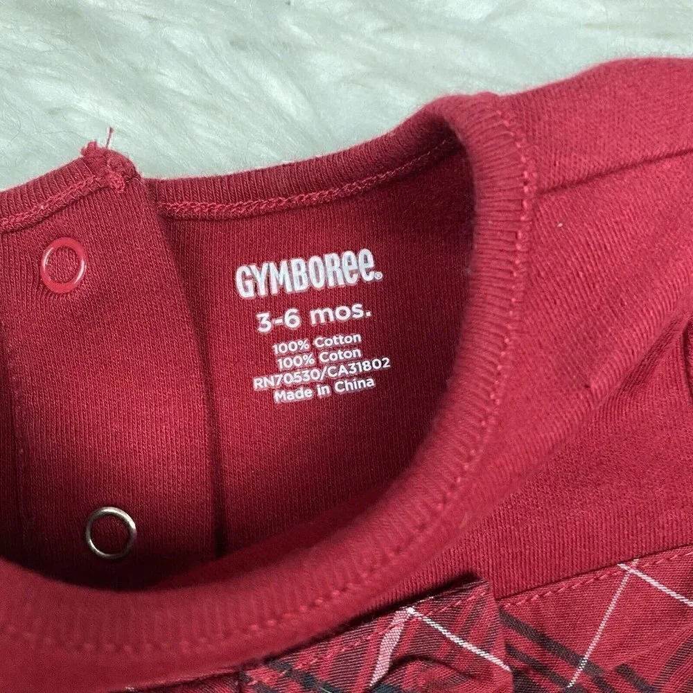 Gymboree Bodysuit 3-6 Months Red Plaid Bow Christmas Holiday Traditions